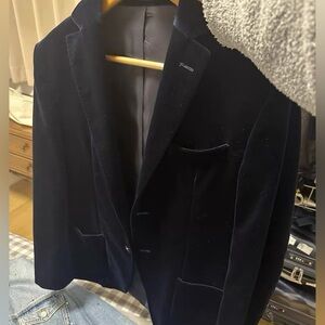 Massimo Dutti Men's Velvet Blazer - Dark Blue